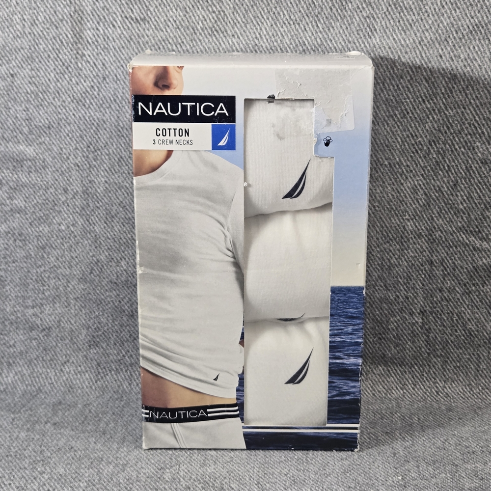 Nautica Cotton Crew Neck T-Shirts - White 3 Pack | Size M